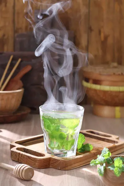 Zielona Herbata Gorąca Para — Zdjęcie stockowe