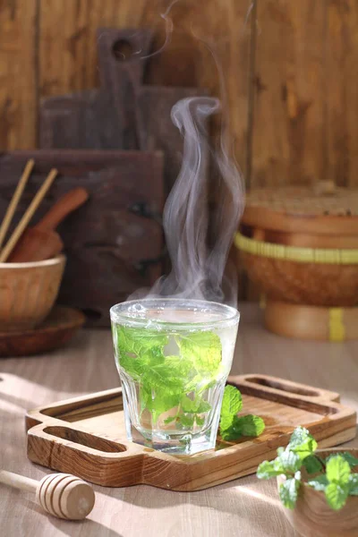 Gorąca Zielona Herbata Parą — Zdjęcie stockowe