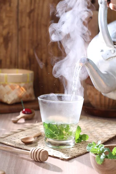 Gorąca Zielona Herbata — Zdjęcie stockowe
