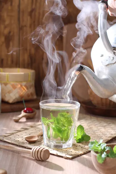 Горячий Чай Мятой Льдом — стоковое фото