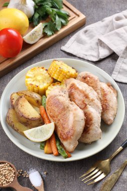 kızarmış tavuk budu patates ile