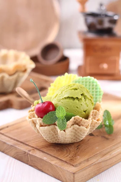 Зелене Чайне Морозиво — стокове фото