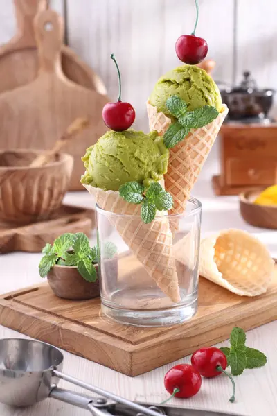 Вкусное Мороженое Вафлях — стоковое фото