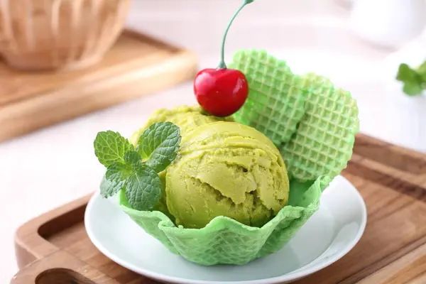 Yeşil Çaylı Dondurma — Stok fotoğraf
