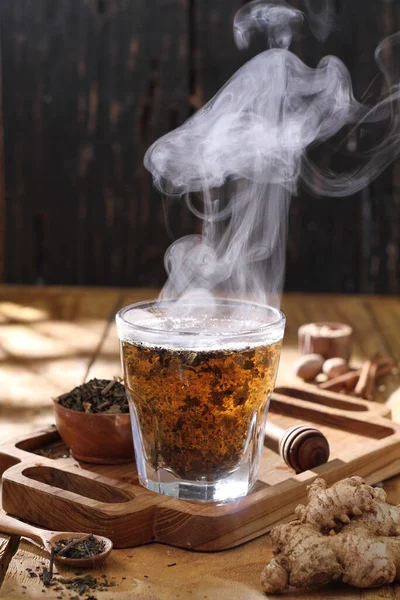 Csésze Tea Fahéj Rúd Háttér — Stock Fotó