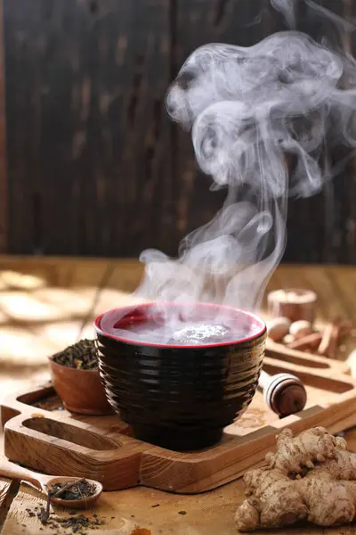 Forró Tea Reggeli Asztalon — Stock Fotó