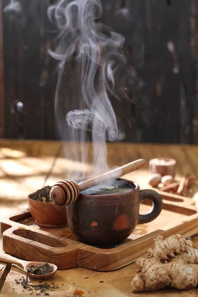 Forró Tea Egy Pohárban — Stock Fotó