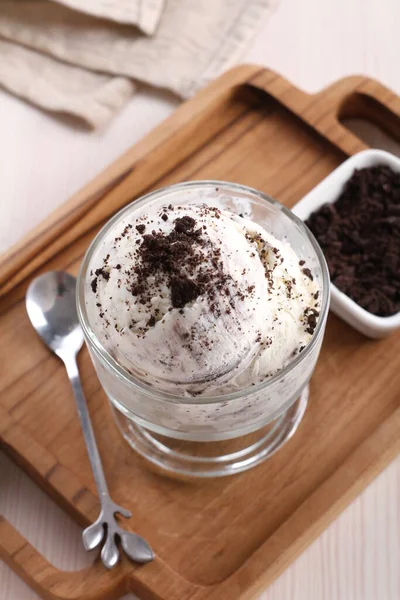 Шоколадне Ванільне Морозиво Збитими Вершками — стокове фото