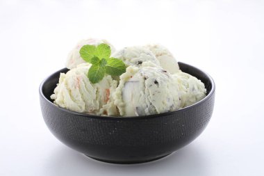 Dondurma ve taze nane.