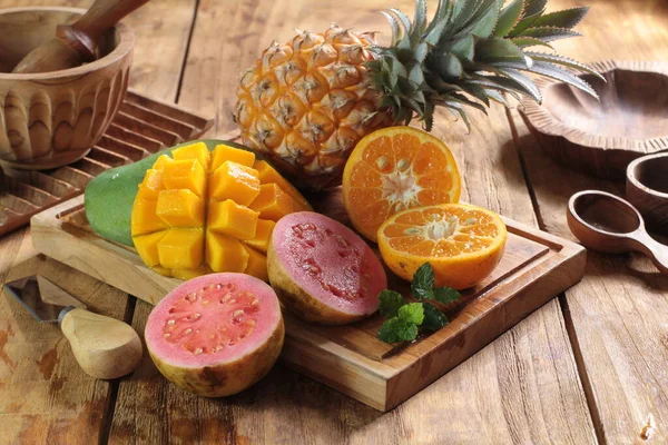 Fresh Orange Juice Sliced Orange Fruits — Stock Photo, Image