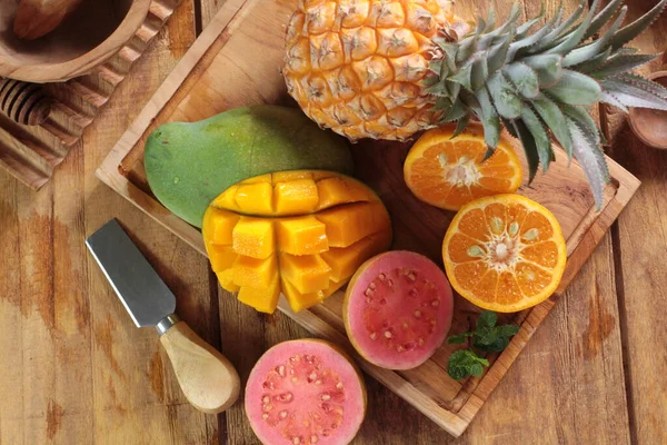 Piña Rodajas Naranja Fresca — Foto de Stock
