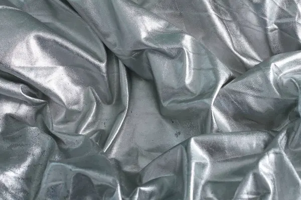 Shiny Silver Foil Crumpled Background Texture — Stock Photo, Image