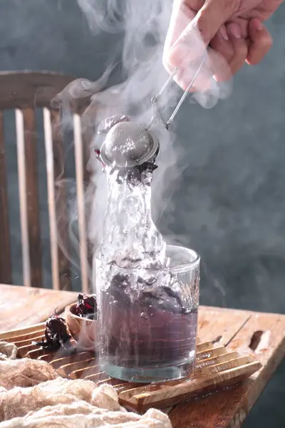 hookah with smoke in glass
