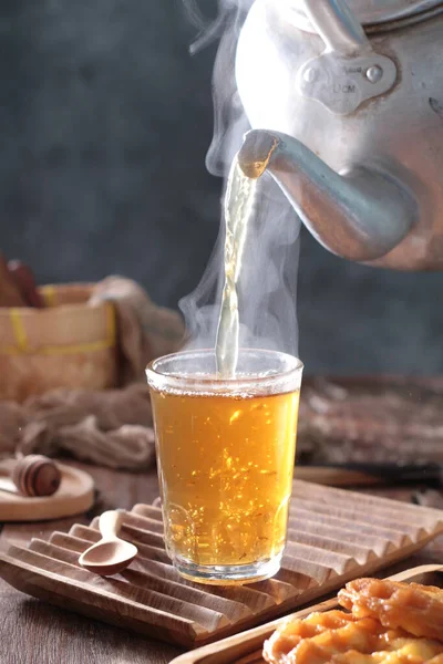 Horký Čaj Stole — Stock fotografie