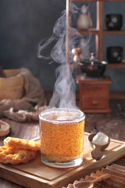Horký Čaj Stole — Stock fotografie