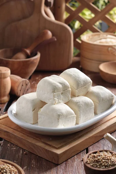 Tofu Leite Macio Saboroso Mesa Cozinha — Fotografia de Stock