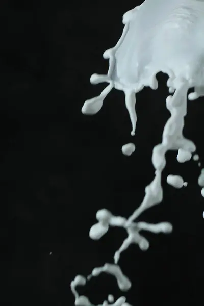 牛奶洒在黑色背景上 — 图库照片