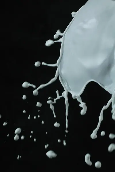 黒の背景に白いミルクのスプラッシュ — ストック写真