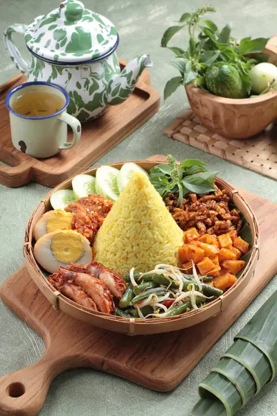 Indonesiska Traditionella Livsmedel Och Ris — Stockfoto