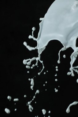 Siyah arkaplanda izole edilmiş süt sıçratma