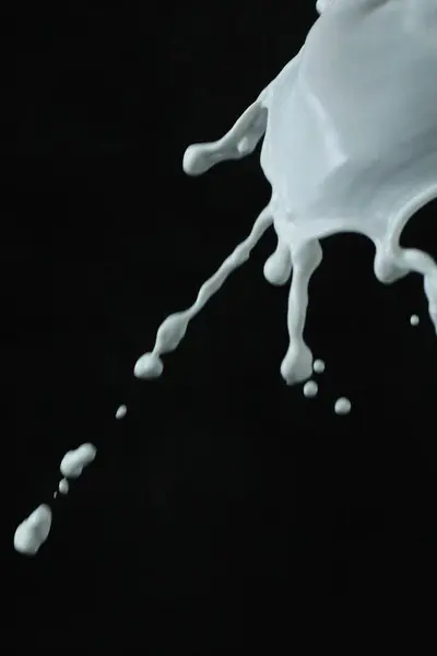 牛奶洒在黑色背景上 — 图库照片