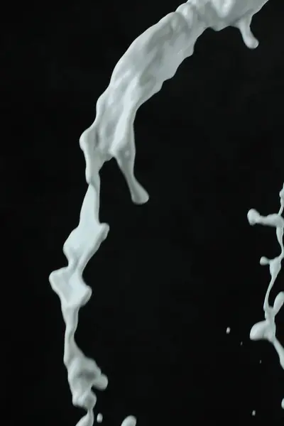 Izole Siyah Arka Plan Üzerine Beyaz Süt Splash — Stok fotoğraf