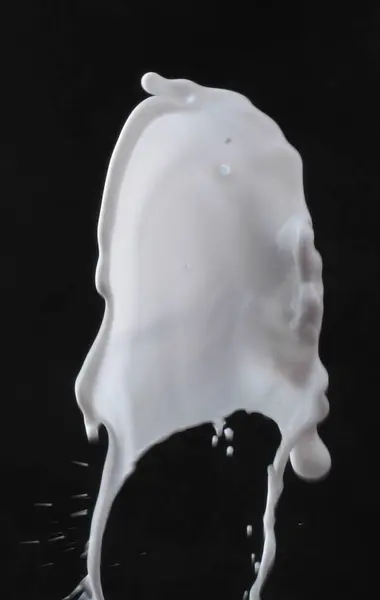 Spritzer Und Milch Auf Schwarzem Hintergrund — Stockfoto