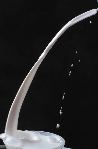 Брызги Молока Изолированы Черном Фоне — стоковое фото