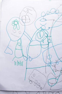 Bekasi, Endonezya, 14 Kasım 2023, Çocuk kitabı karalamaları şirin ve sanatsal obje şekilleriyle, çeşitli renklerle 