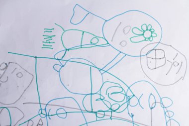 Bekasi, Endonezya, 14 Kasım 2023, Çocuk kitabı karalamaları şirin ve sanatsal obje şekilleriyle, çeşitli renklerle 