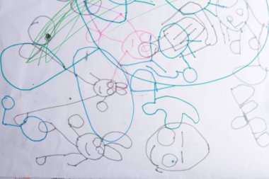 Bekasi, Endonezya, 14 Kasım 2023, Çocuk kitabı karalamaları şirin ve sanatsal obje şekilleriyle, çeşitli renklerle 