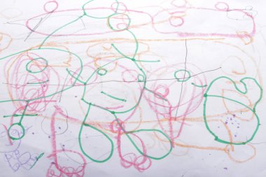 Bekasi, Endonezya, 14 Kasım 2023, Çocuk kitabı karalamaları şirin ve sanatsal obje şekilleriyle, çeşitli renklerle 