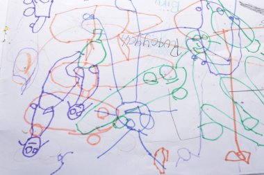 Bekasi, Endonezya, 14 Kasım 2023, Çocuk kitabı karalamaları şirin ve sanatsal obje şekilleriyle, çeşitli renklerle 