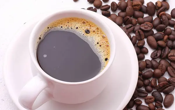 black coffee on white background