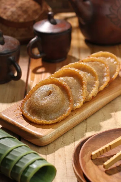 Koreaanse Traditionele Voedsel Maancake Halve Maan Cake Maancake Groene Thee — Stockfoto