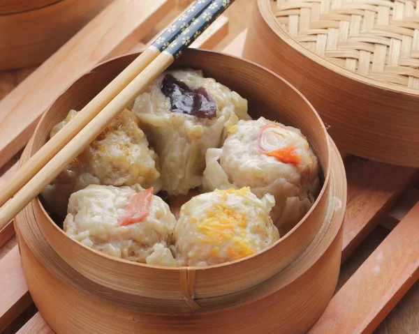 Boulettes Aliments Chinois Avec Viande Porc Cuite Vapeur — Photo