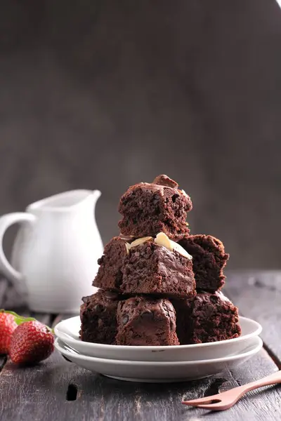 Chocolate Brownie Strawberries — Stock Photo, Image