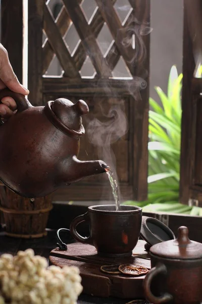 Teezeremonie Teekanne Und Wasserkocher — Stockfoto
