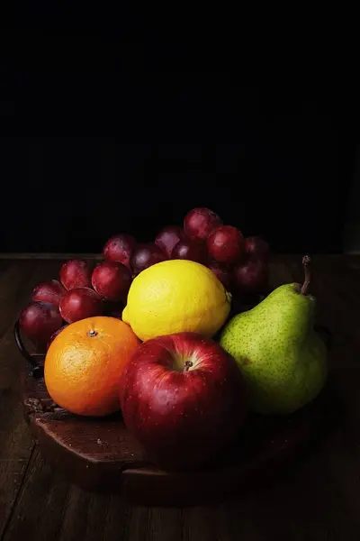fresh fruit on a black background