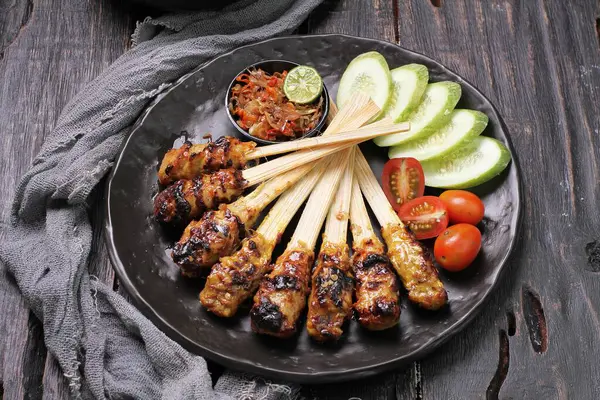Chicken Kebab Skewers Vegetables — Stock Photo, Image