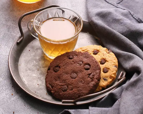Kekse Mit Milch Und Schokolade — Stockfoto