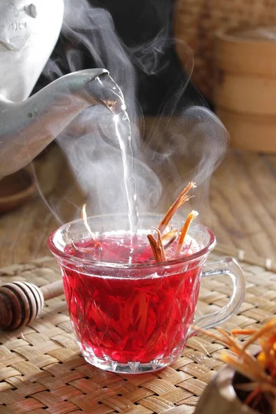 Gorąca Herbata Szklanej Filiżance — Zdjęcie stockowe