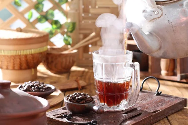 Horký Čaj Kavárně — Stock fotografie