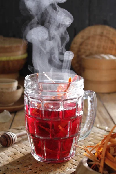 Egy Csésze Tea Gőzzel Ami Kijön Belőle — Stock Fotó