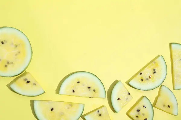 Group Slices Watermelon Yellow Surface — Stock Photo, Image