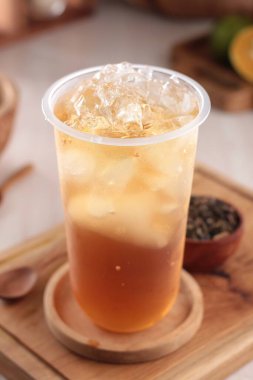 iced coffee with milk and ice cubes