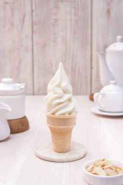 Waffle külahında dondurma.