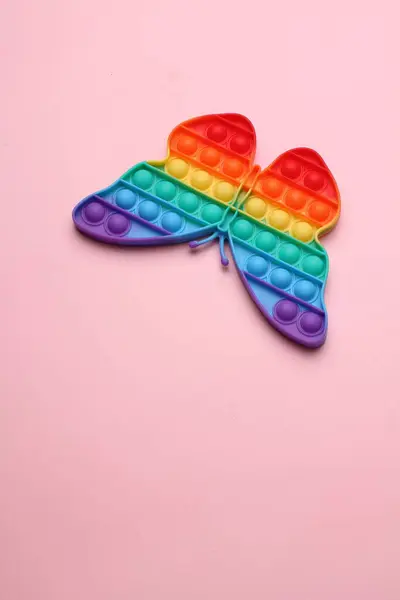 Toy Rainbow Heart Pink Background — Stock Photo, Image