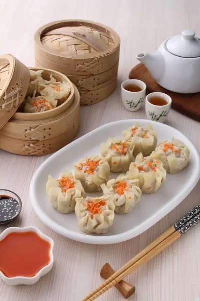 Asian Food Dumplings Soy Sauce Soy Sauce — Stock Photo, Image