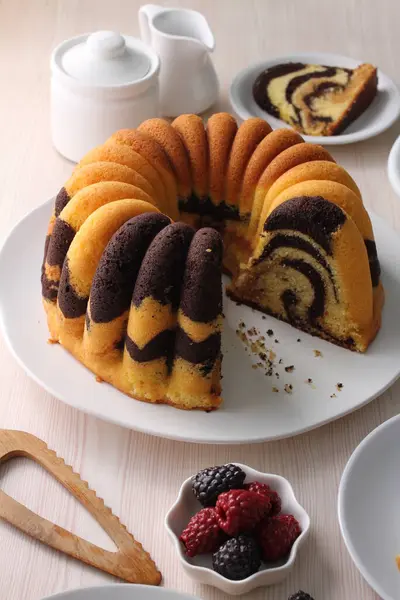 Delicious Chocolate Cake Nuts Honey — Stock Photo, Image